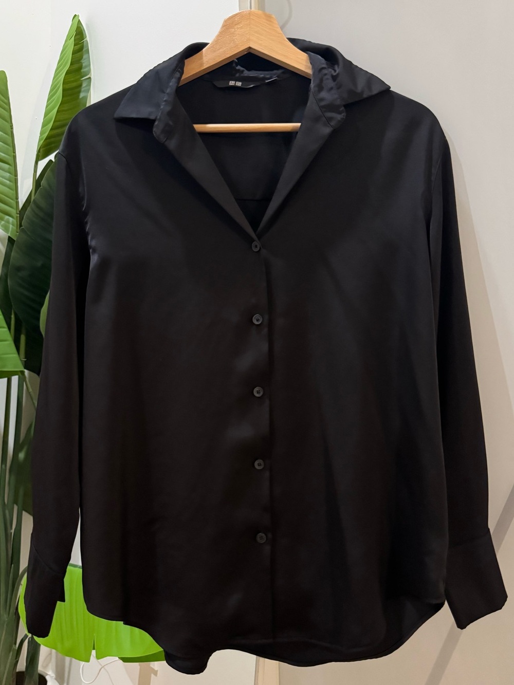 New Black Satin Shirt